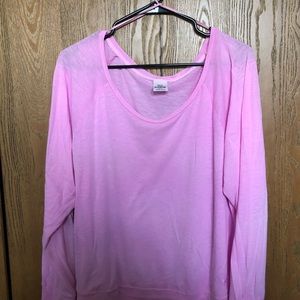 VS PINK Wide Neck Long Sleeve Tee